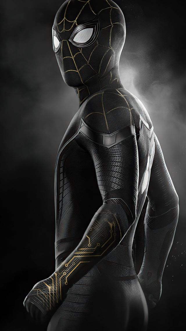 1284x2778 spider man no way home black gold suit 4k -  iPhone 8 Wallpaper