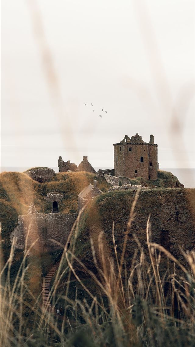 1080x1920 brown concrete house near the ocean - grass iPhone 8 Wallpaper