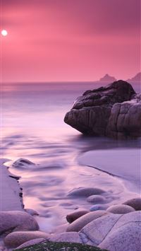 rock beach cool sunset wallpaper