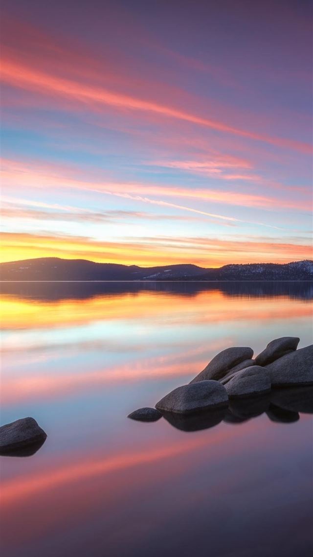 1080x1920 stepping stones on lake tahoes east shore at sunse... - lake iPhone 8 Wallpaper