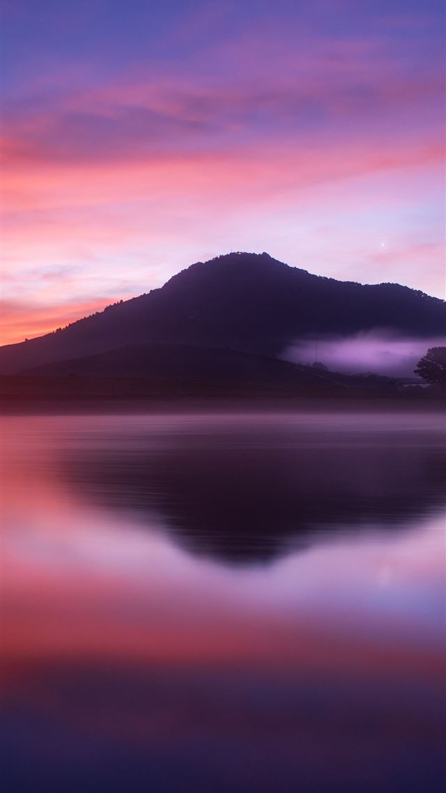 1080x1920 water under blue and red sky - mountains iPhone 8 Wallpaper