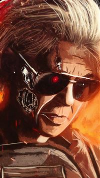 linda hamilton in terminator dark fate artwork wallpaper