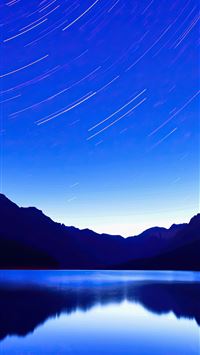 blue lake star trails 4k wallpaper