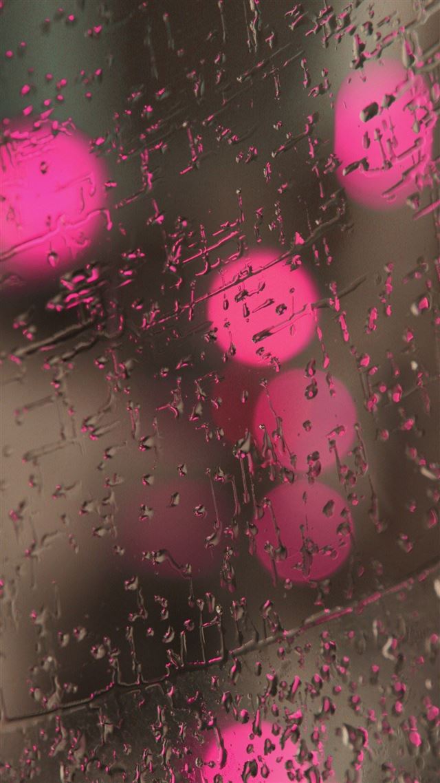 1080x1920 Rain On Glass Pink Lights  -  iPhone 8 Wallpaper