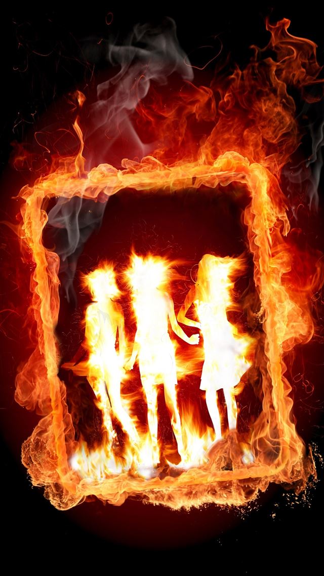 1080x1920 Girl Frame in Fire -  iPhone 8 Wallpaper