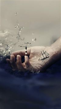 Sea Ship On Hand wallpaper