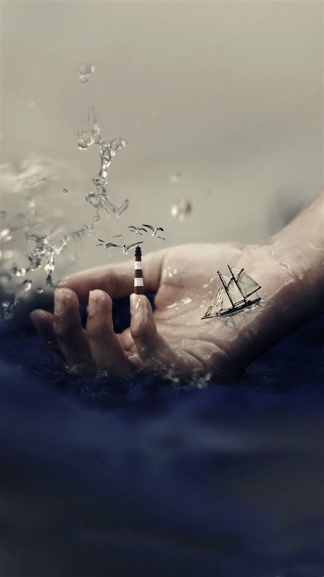 1080x1920 Sea Ship On Hand - sea iPhone 8 Wallpaper