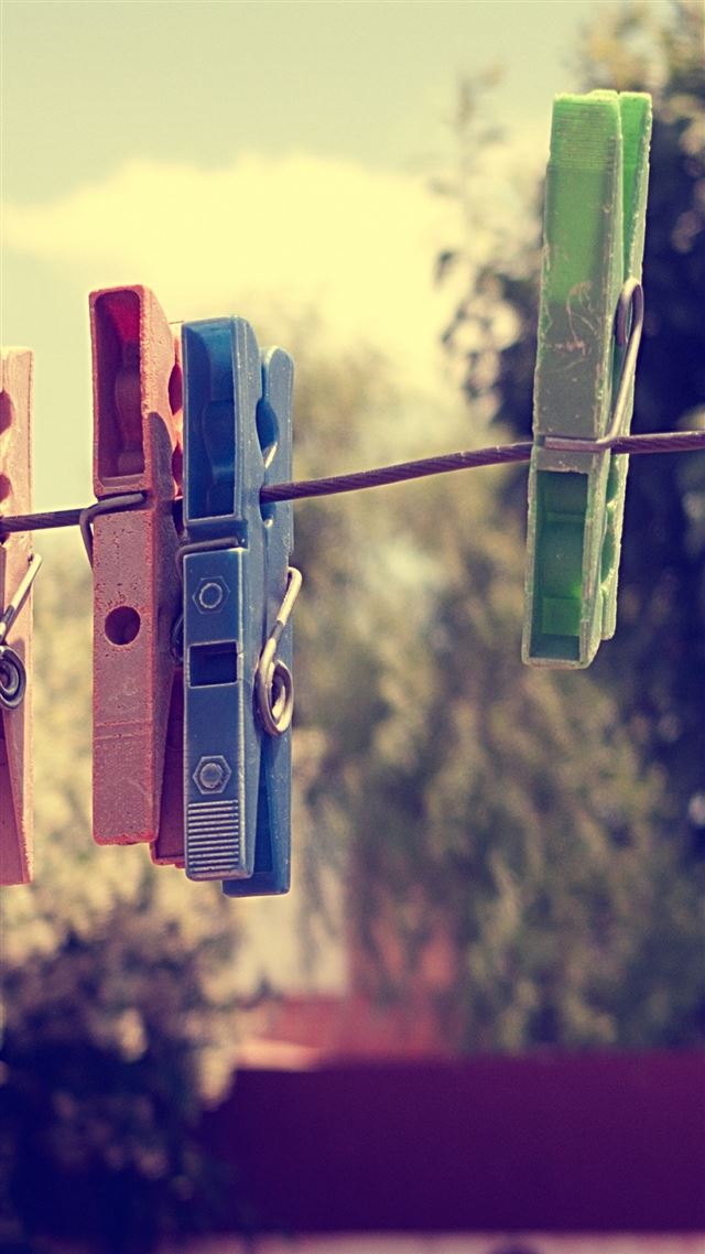 1080x1920 Colorful  Clothes Lines - clothespin iPhone 8 Wallpaper