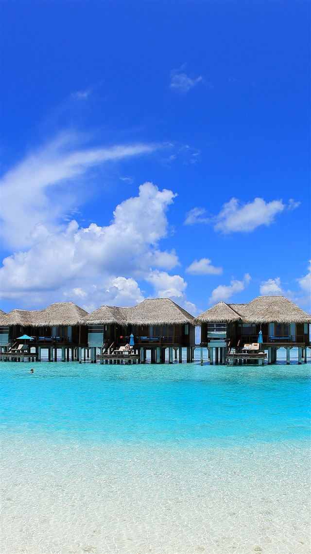 1080x1920 Overwater  Bungalows - sea iPhone 8 Wallpaper