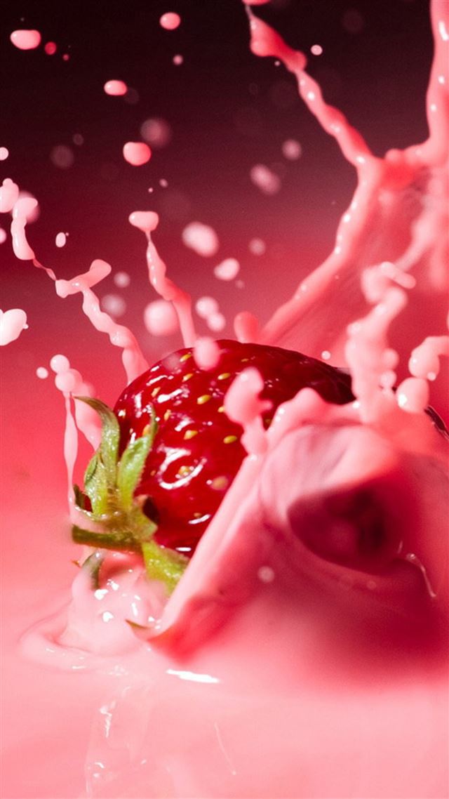 1080x1920 Strawberry Milk Spatter -  iPhone 8 Wallpaper