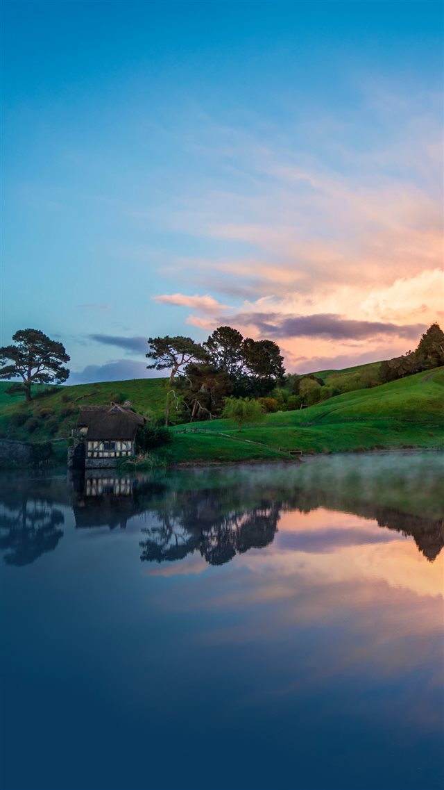 1080x1920 Hill Lake Sunset Trees - trees iPhone 8 Wallpaper