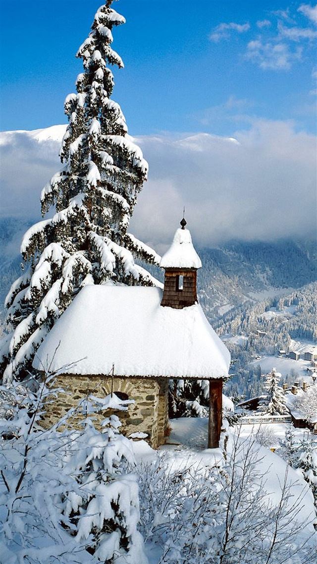 1080x1920 Nature White Snowy House - winter iPhone 8 Wallpaper