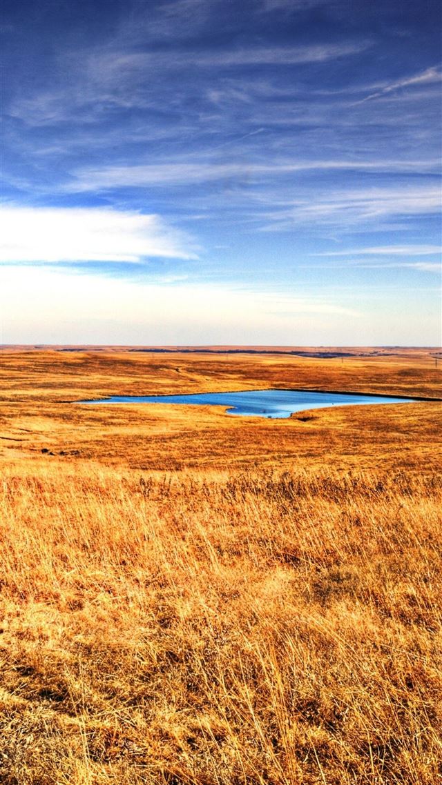 1080x1920 Pure Blue Lake In leave Uncultivated Grassland - field iPhone 8 Wallpaper