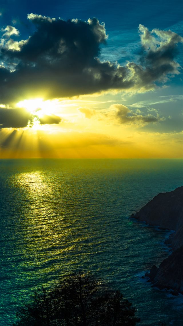 1080x1920 Mountain Sea Ocen Clouds Night - night iPhone 8 Wallpaper