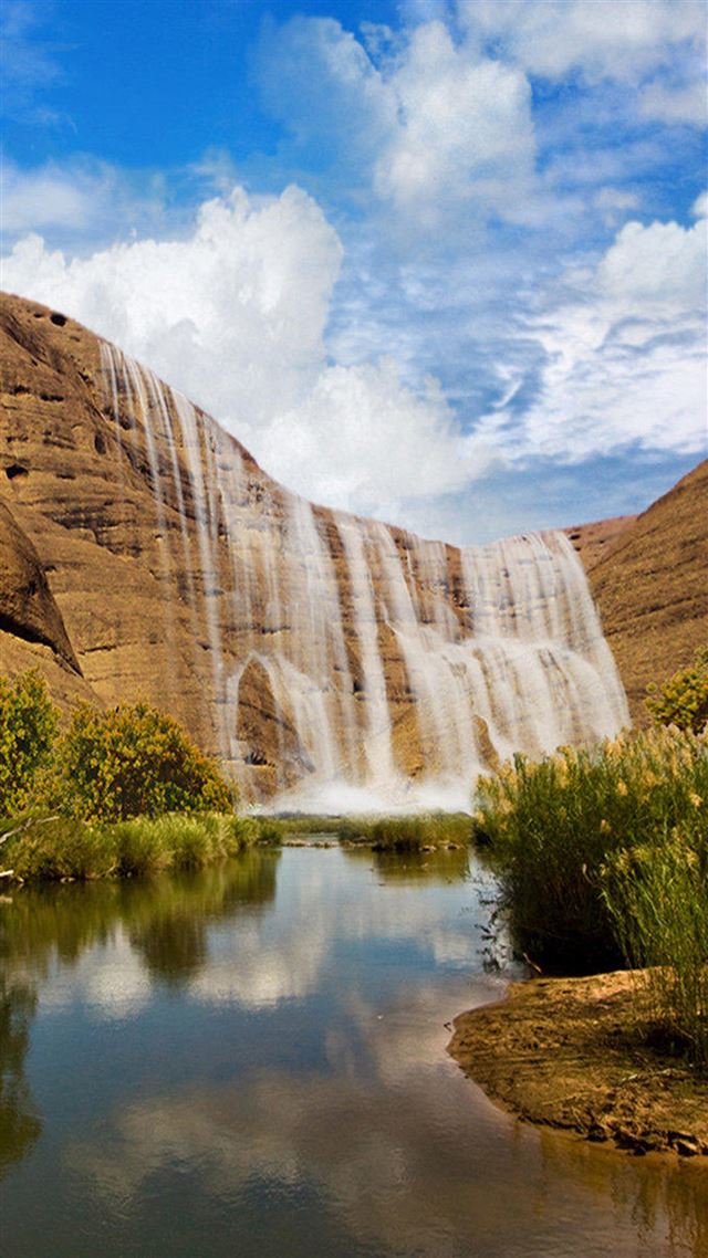 1080x1920 Nature Rock Waterfall - cyan iPhone 8 Wallpaper