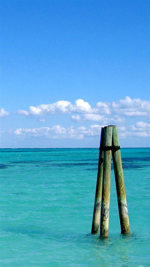 1080x1920 Pure Blue Ocean Triangle Tripod - wooden iPhone 8 Wallpaper