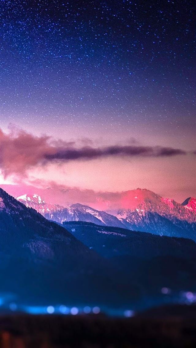 1080x1920 Snowy Mountain Range Stars Tilt Shift -  iPhone 8 Wallpaper