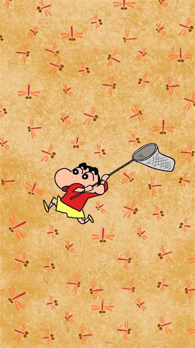 1080x1920 Cute Crayon Catching Dragonfly - brown iPhone 8 Wallpaper