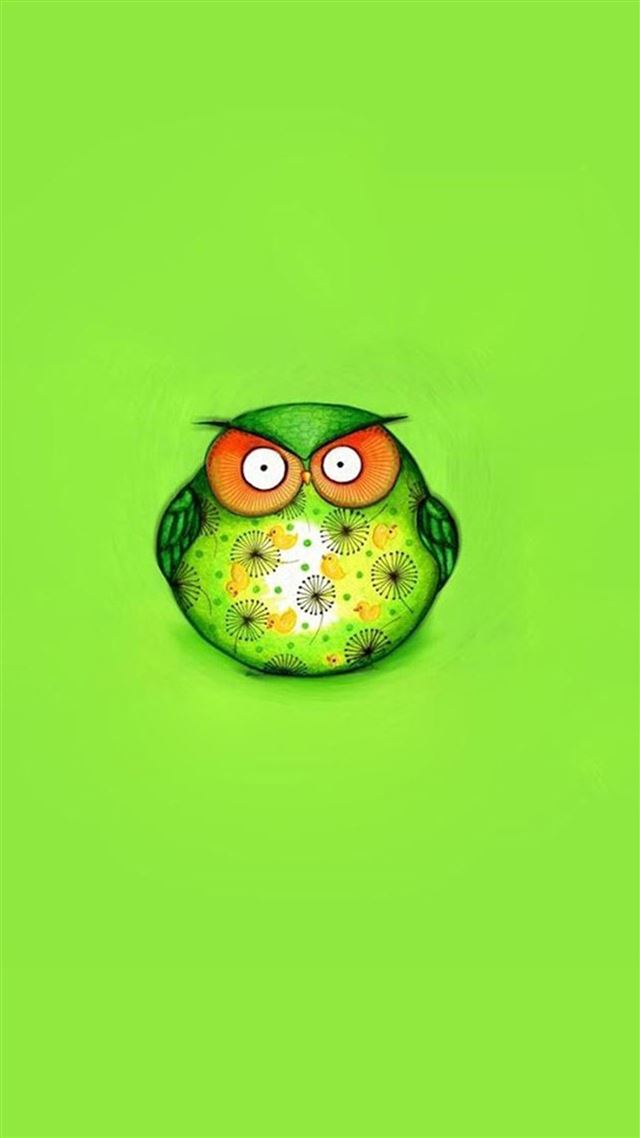 1080x1920 Cute Green Bird - owl iPhone 8 Wallpaper