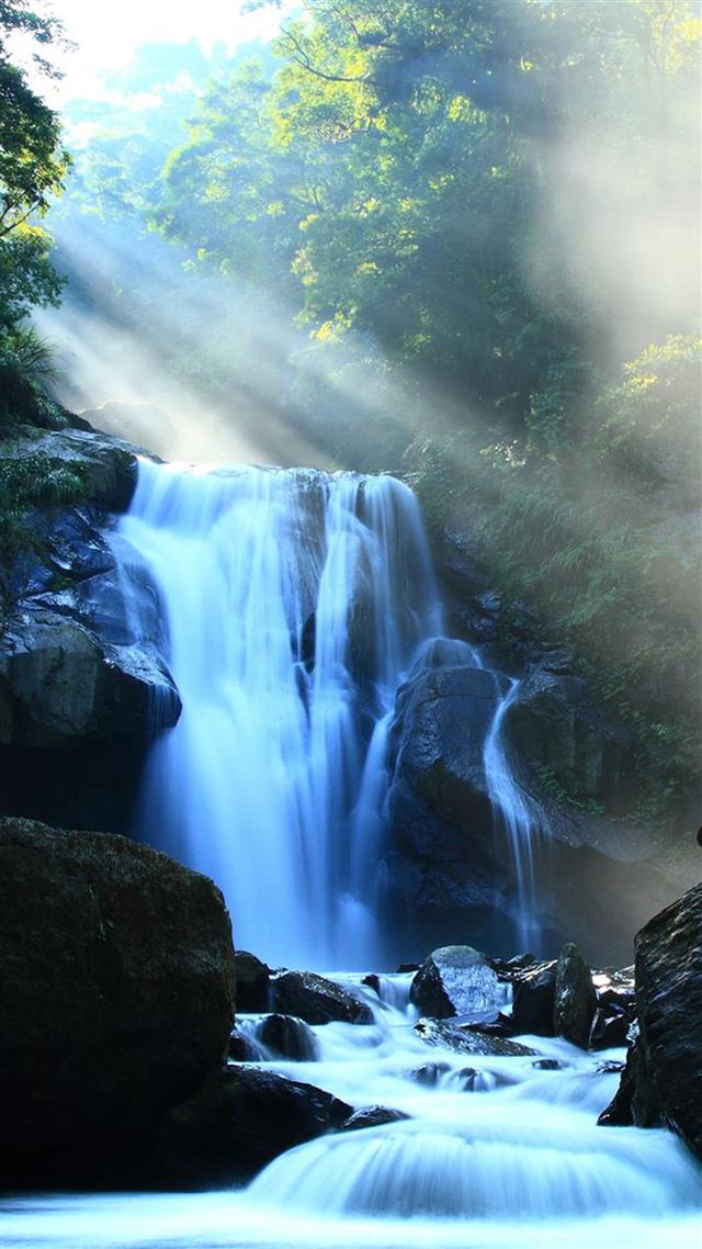 1080x1920 Fantasy Waterfall Among Mountains - trees iPhone 8 Wallpaper