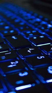 Blue Neon Illuminated Computer Keyboard wallpaper