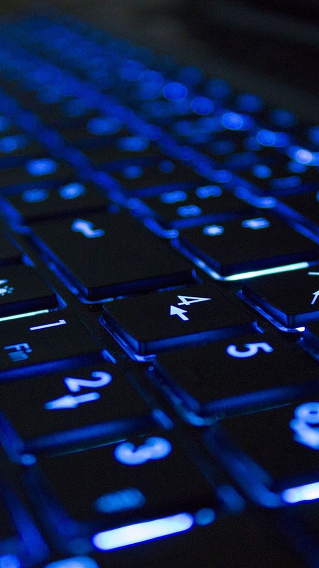 1080x1920 Blue Neon Illuminated Computer Keyboard -  iPhone 8 Wallpaper