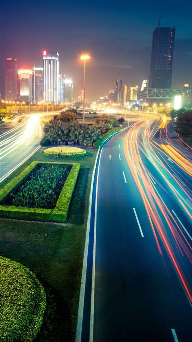 1080x1920 Busy Traffic City Lights Night - brown iPhone 8 Wallpaper