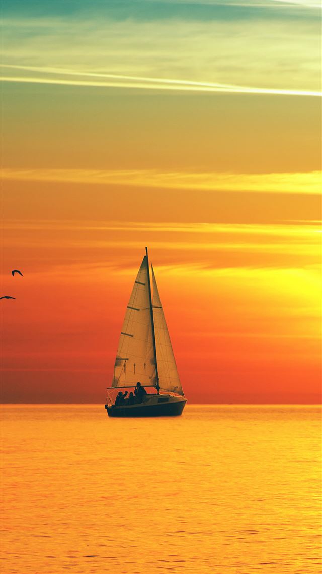 1080x1920 Golden Sunset Ocean Sail - skyscape iPhone 8 Wallpaper