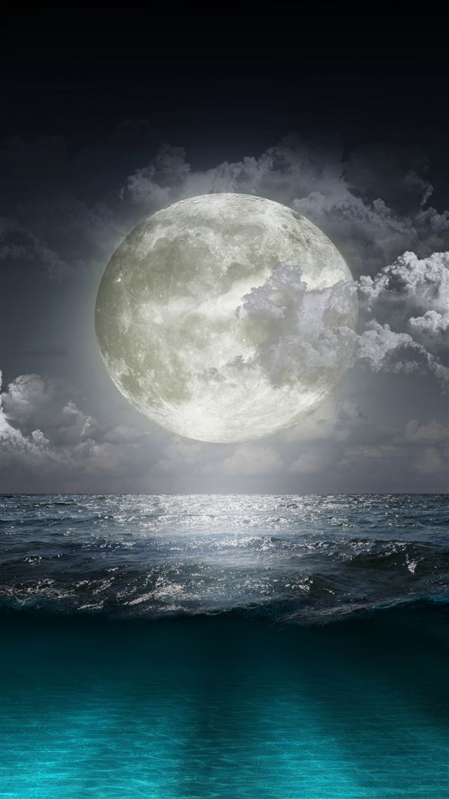 1080x1920 Creative Moon Surge Beach - moon iPhone 8 Wallpaper