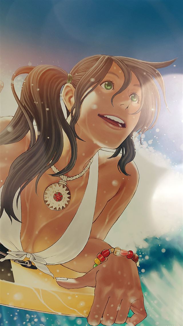 1080x1920 Surfing Girl Anime Flare Illust Art Sea Sports - anime iPhone 8 Wallpaper