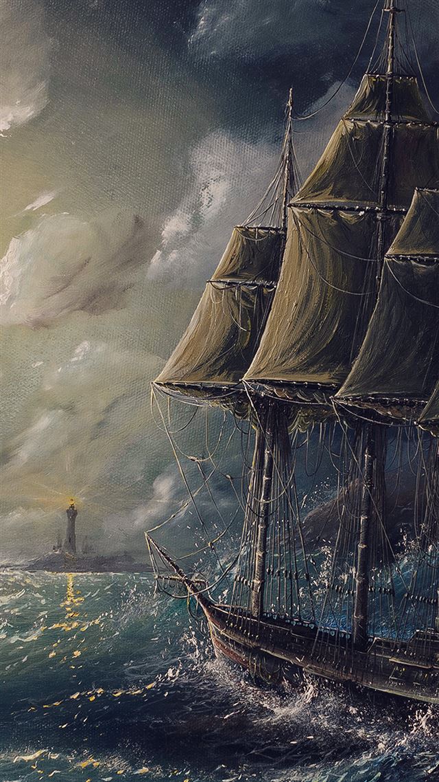1080x1920 Painting Sea Wave Boat Illust Art - painting iPhone 8 Wallpaper
