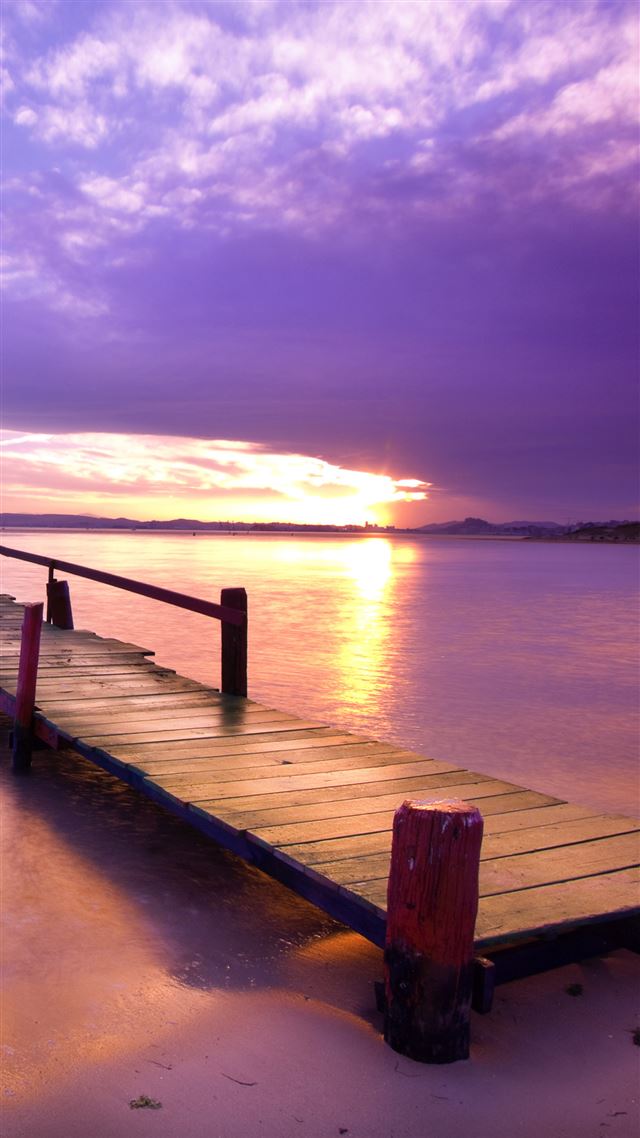 1080x1920 Purple Dusk Beach Corridor Bridge - orange iPhone 8 Wallpaper