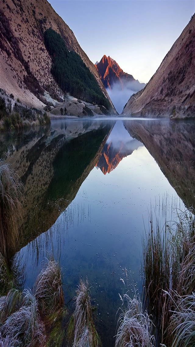 1080x1920 Crystal Clean Lake Among Mountains - fog iPhone 8 Wallpaper