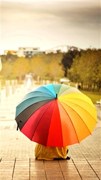 Colorful Umbrellas Kids Rainbow Weather Mood iPhone 6(s)~8(s) wallpaper
