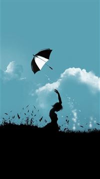 Hill Umbrella Throw At Cloudy Sky Aesthetic Art wallpaper