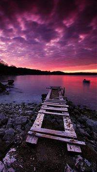 Nature Purple Dusk Waste River Bank wallpaper