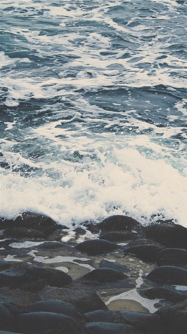 1080x1920 Nature Ocean Wave Rock Beach Landscape - foam iPhone 8 Wallpaper