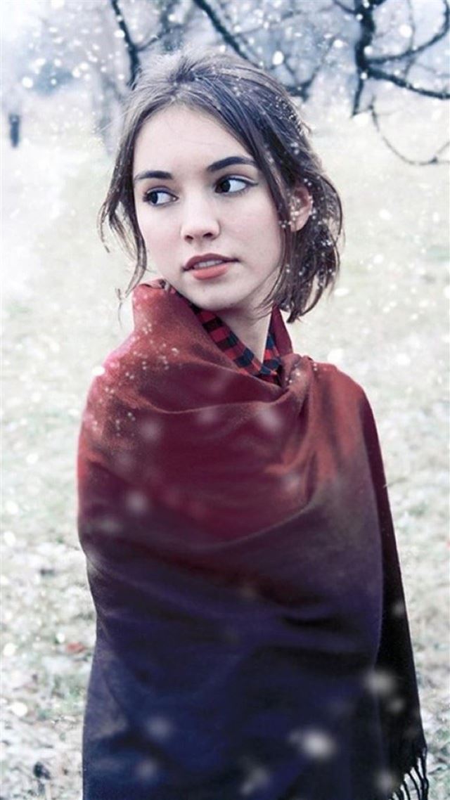 1080x1920 Winter Flowing Snow Beauty Girl With Red Scarf -  iPhone 8 Wallpaper