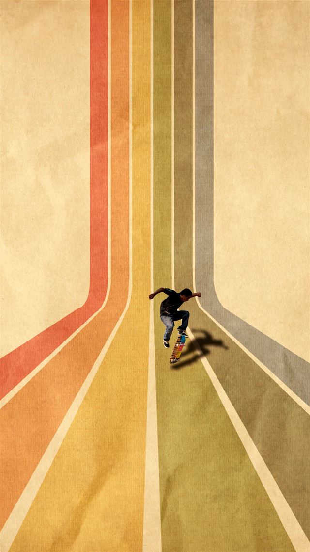 1080x1920 Vintage Skateboard On Colorful Stipe Runway - board iPhone 8 Wallpaper