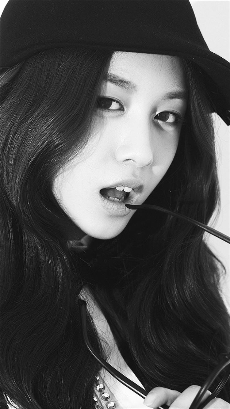 Cute Sweet Korean Girl Black And White Art iPhone 8 Wallpapers Free Download