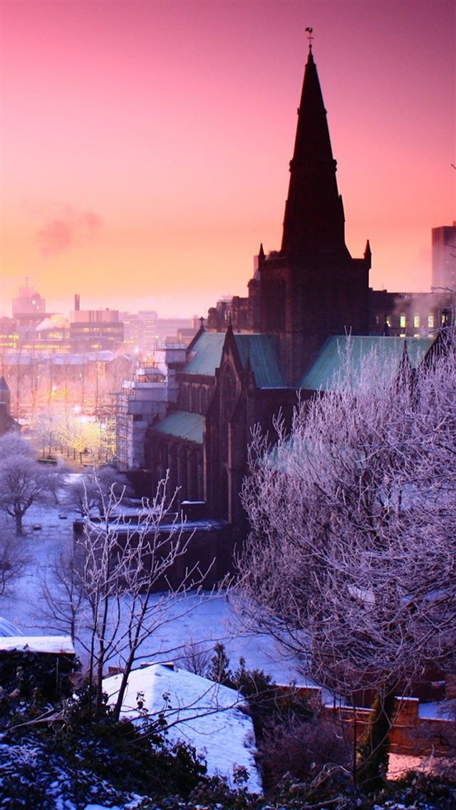 1080x1920 Winter Snowy Tree Castle At Dawn - tree iPhone 8 Wallpaper