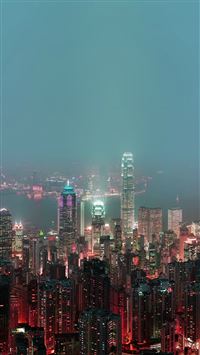 Skyline Hongkong Fire City Night Live wallpaper