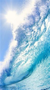 Nature Huge Ocean Surging Wave Under Sunshine wallpaper