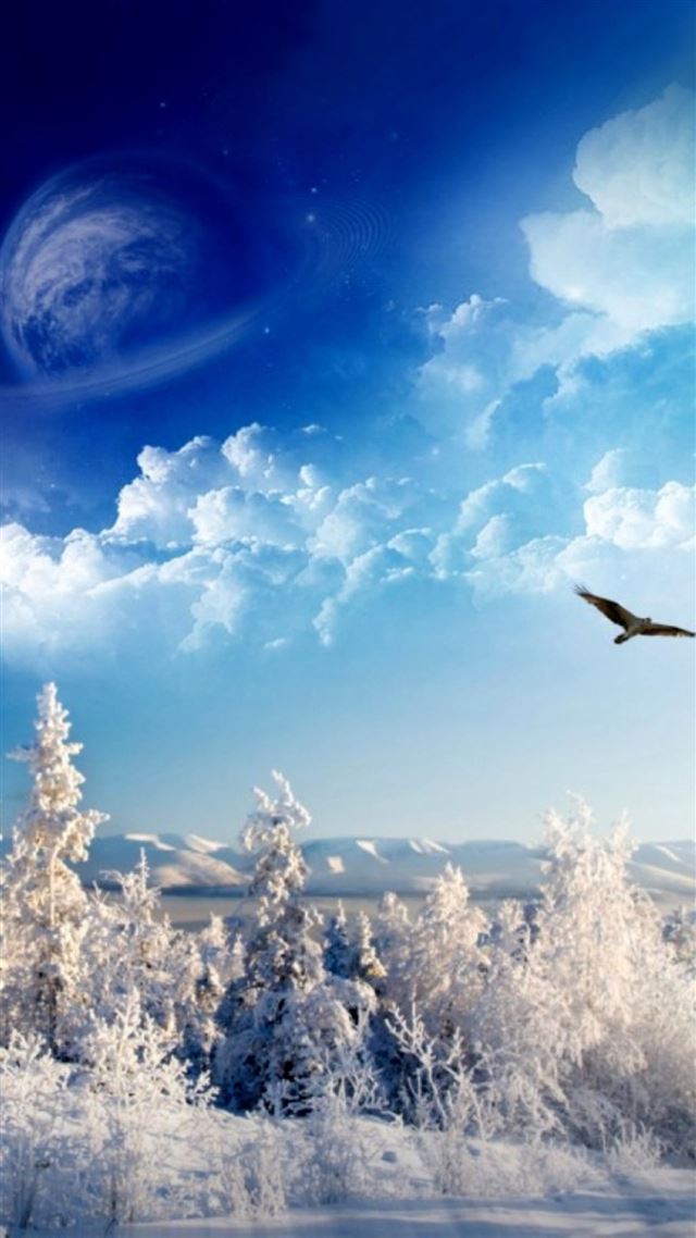 1080x1920 Nature Wonderful Winter Snowy Land Shiny Cloudy Space - planet iPhone 8 Wallpaper