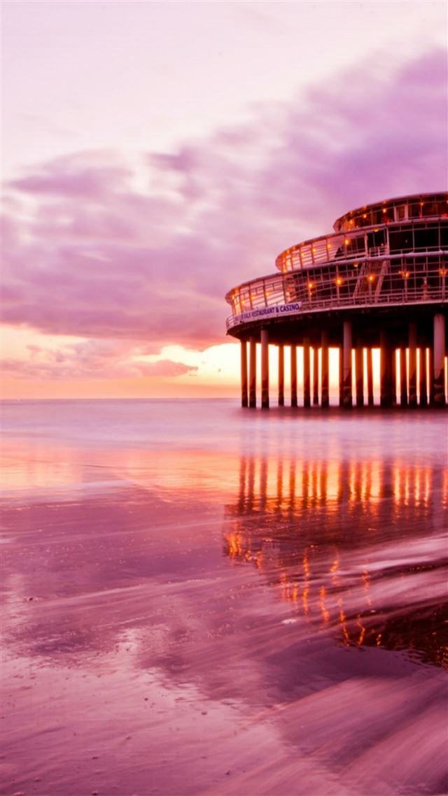 1080x1920 Spectacular Ocean Sunset Beach Architecture Landscape -  iPhone 8 Wallpaper
