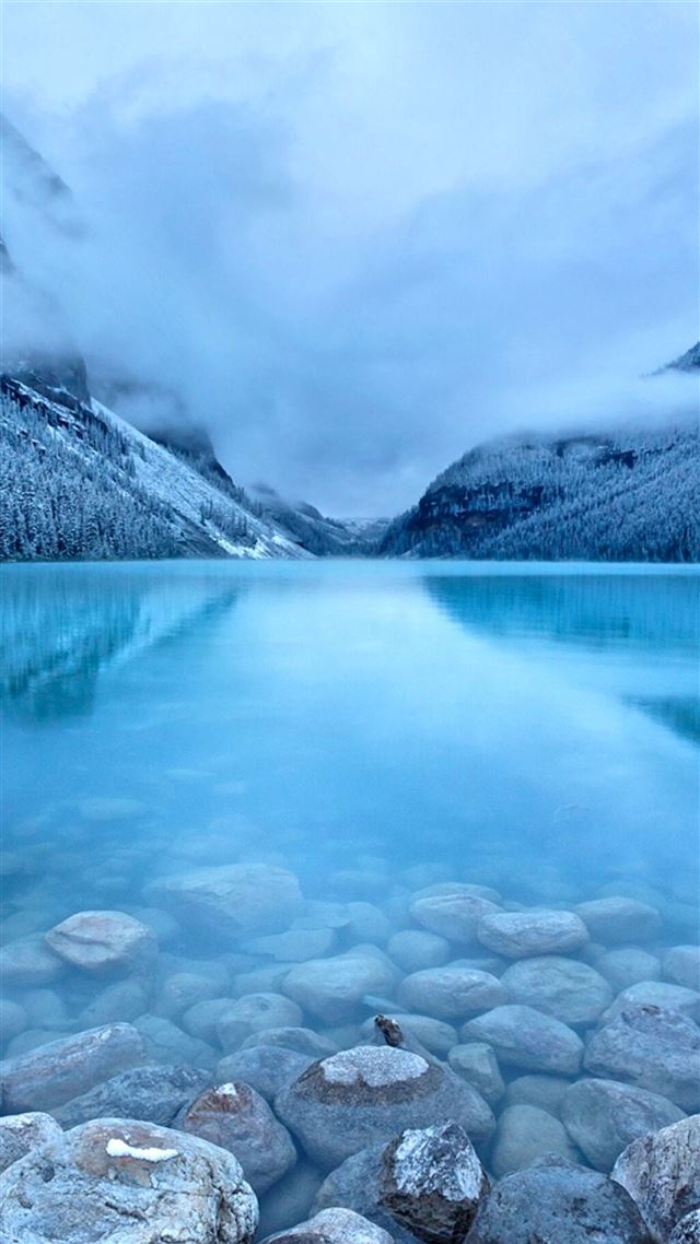 1080x1920 Nature Early Morning Peaceful Lake Mist Mountain Landscape - rock iPhone 8 Wallpaper