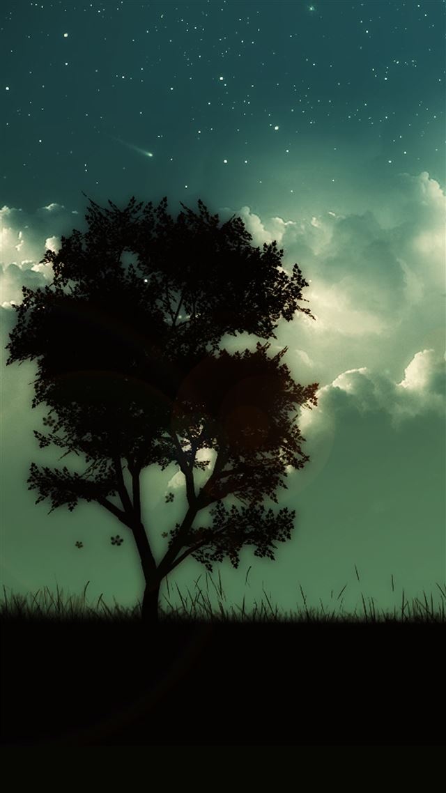 1080x1920 Starry Shiny Cloudy Skyscape Lonely Tree Night Hill - tree iPhone 8 Wallpaper