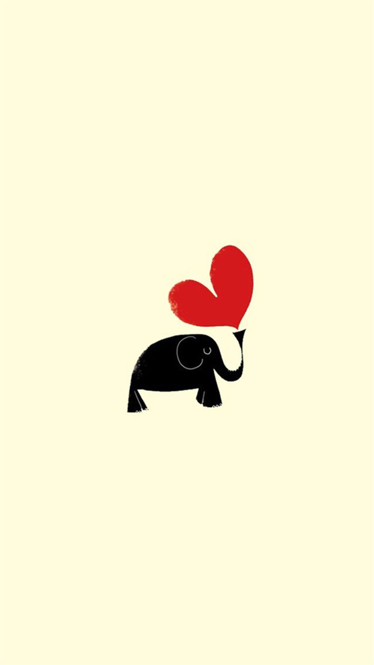 Cute Little Dark Elephant Red Love Heart Drawn Art iPhone 8 Wallpapers Free  Download