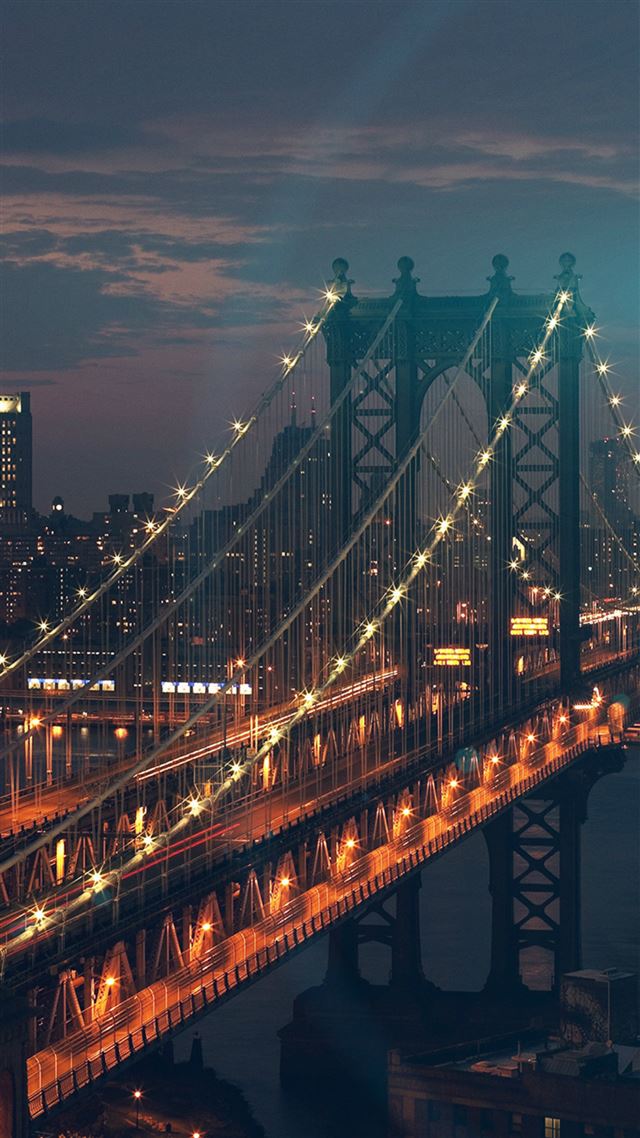 1080x1920 Bridge City River Flare Blue Night View Nature - bridge iPhone 8 Wallpaper