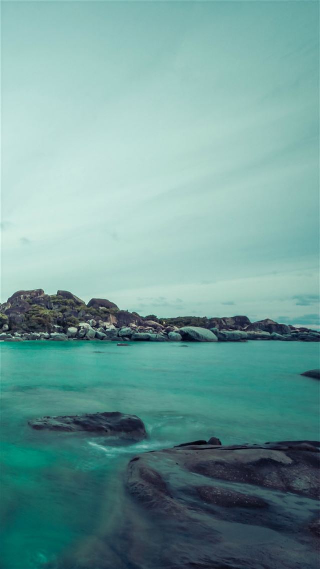 1080x1920 Cyan Island Rock Sea Landscape - skyscape iPhone 8 Wallpaper